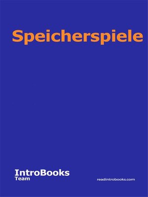 cover image of Speicherspiele